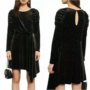 Topshop black polka dot assymetrical dress. Worn once!!! In perfect condition.